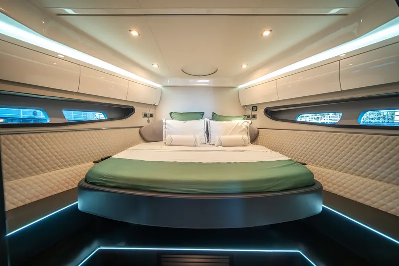 Slide: The Image of Luxurious bedroom in Schaefer 510 GT yacht, 2023 model. - 43