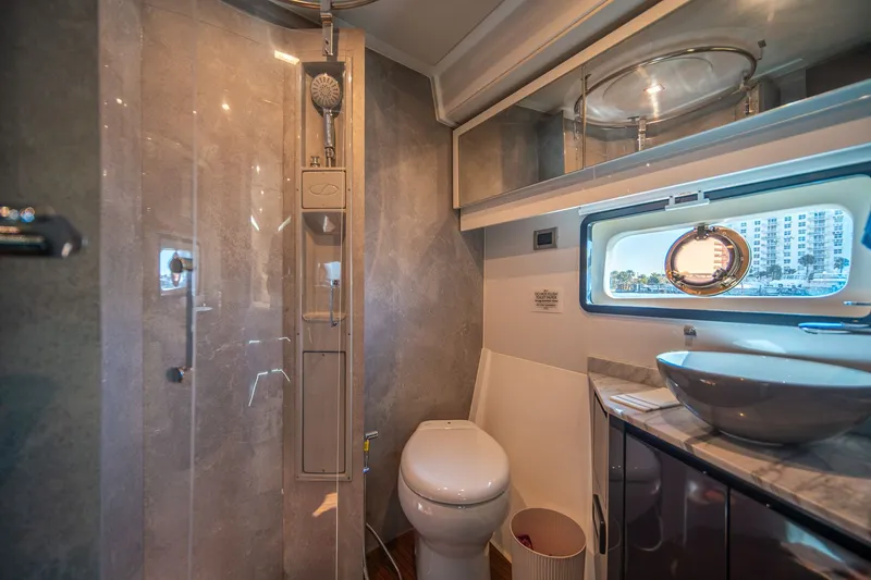 Slide: The Image of Luxurious bathroom on the 2023 Schaefer 510 GT yacht. - 48