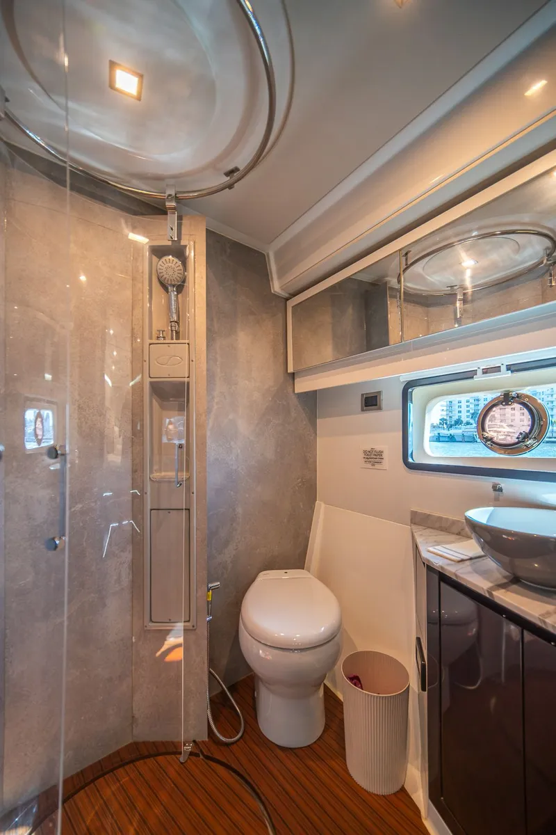 Slide: The Image of Luxurious bathroom on the 2023 Schaefer 510 GT yacht. - 49