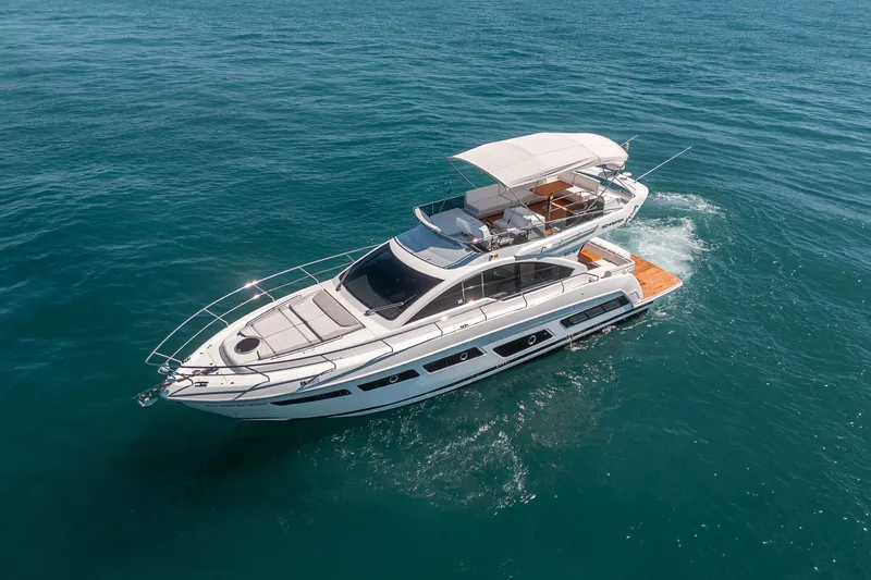 Slide: The Image of Luxury yacht Schaefer 510 GT 2023 on open sea. - 6