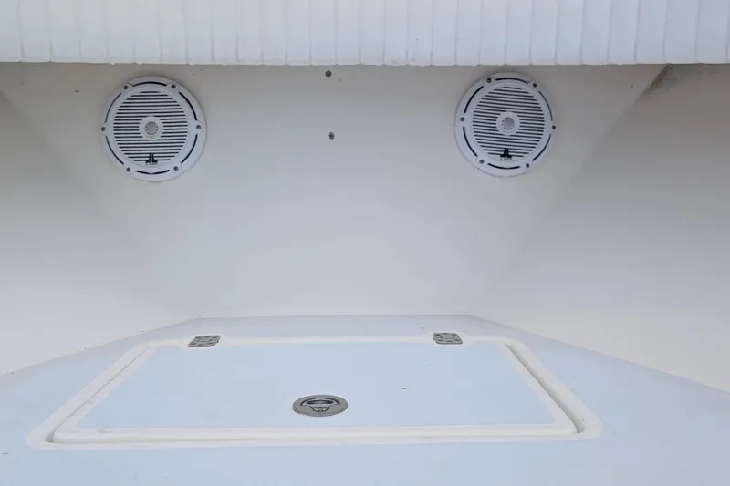 Slide: The Image of 2012 Gause Built 26 Center Console boat speakers and hatch detail. - 27