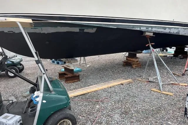 Slide: The Image of 1987 Californian 45 Motor Yacht under maintenance on dry dock. - 61