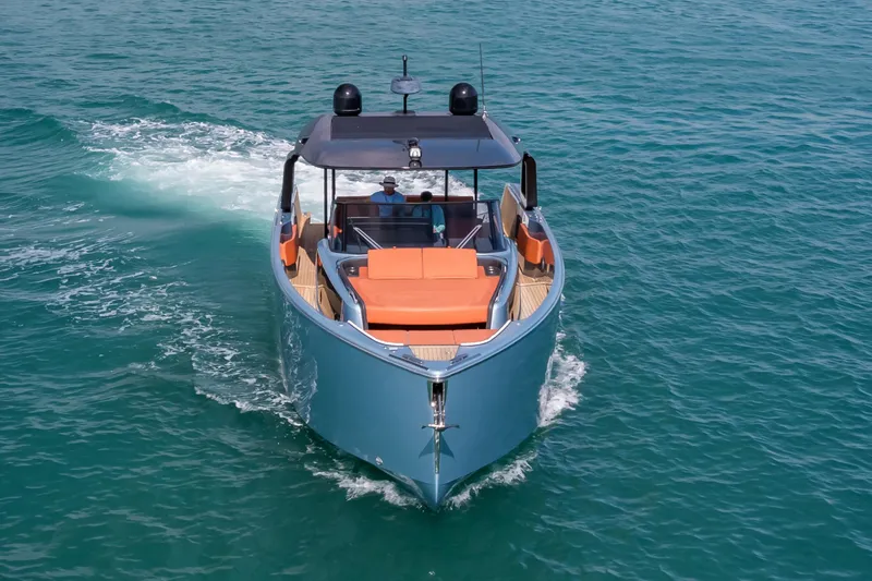 Slide: The Image of 2022 Cranchi A46 Luxury Tender cruising on clear blue water. - 28