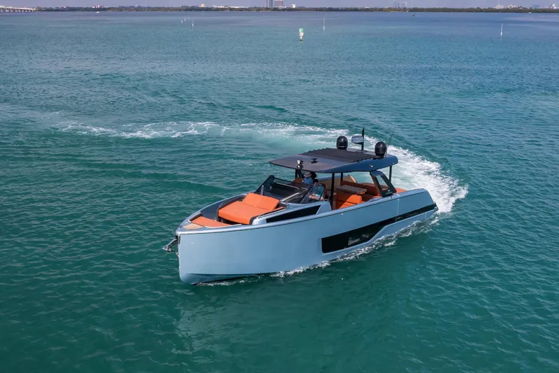 Slide: The Image of 2022 Cranchi A46 Luxury Tender cruising on open water. - 30