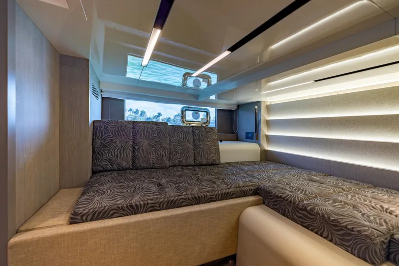 Slide: The Image of Luxurious interior cabin of 2022 Cranchi A46 Luxury Tender with modern design and comfortable seating. - 66