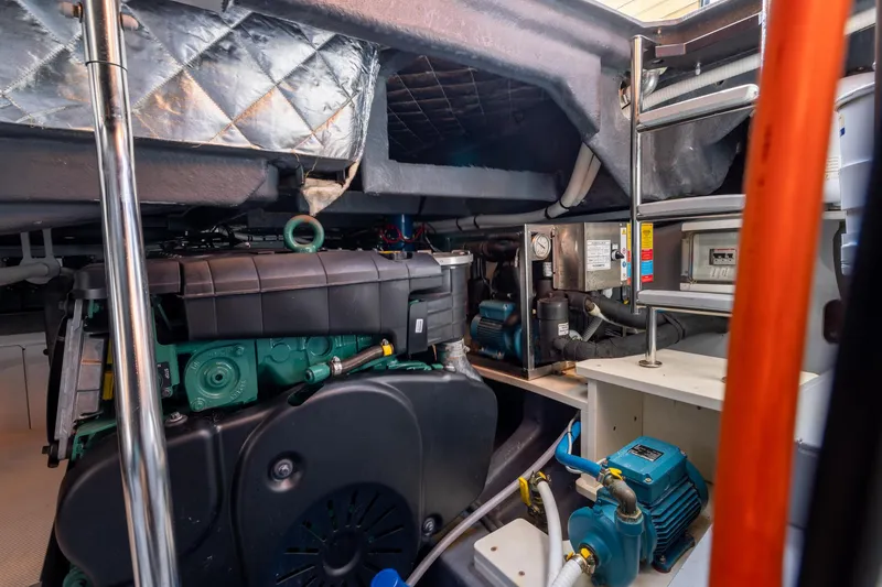 Slide: The Image of Engine room of 2022 Cranchi A46 Luxury Tender with visible machinery and equipment. - 80