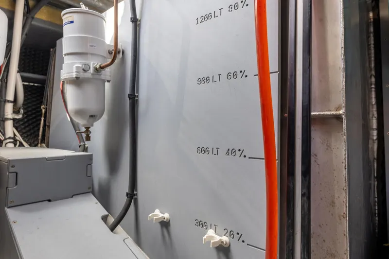 Slide: The Image of Engine room of 2022 Cranchi A46 Luxury Tender with fuel level indicators. - 81