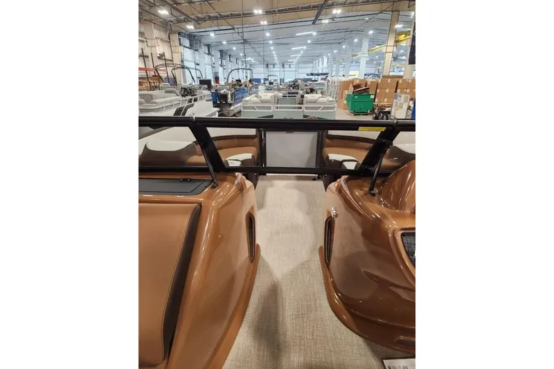 Slide: The Image of 2026 Avalon 23 LSZ VRB Windshield boat interior in a manufacturing facility. - 8