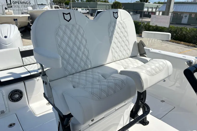 Slide: The Image of Luxurious seating on 2026 Sea Fox 268 Commander boat with diamond-stitched upholstery. - 12