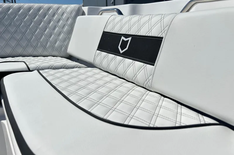 Slide: The Image of Luxurious seating on 2026 Sea Fox 268 Commander boat with diamond stitching. - 18