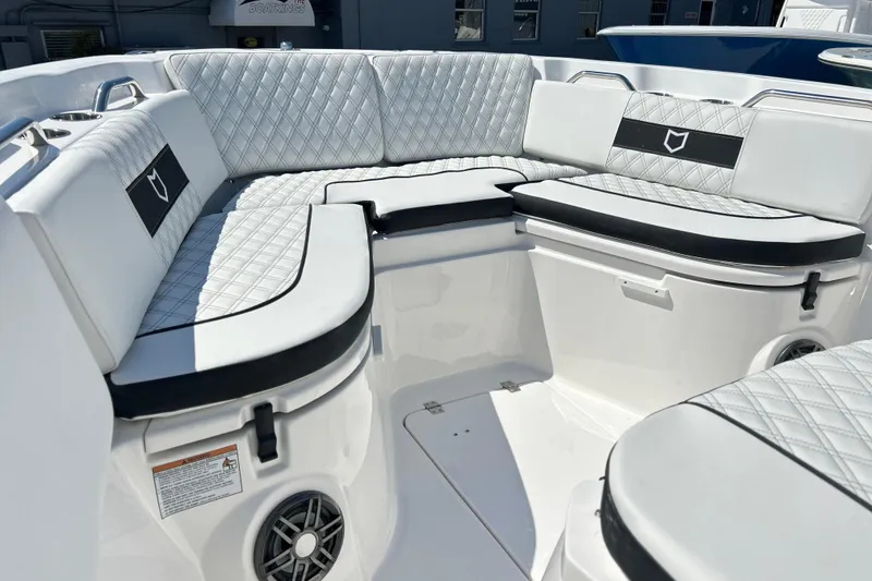 Slide: The Image of Luxurious seating on 2026 Sea Fox 268 Commander boat with quilted upholstery. - 20