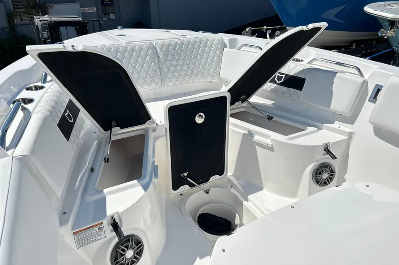 Slide: The Image of 2026 Sea Fox 268 Commander boat interior with open storage compartments. - 38