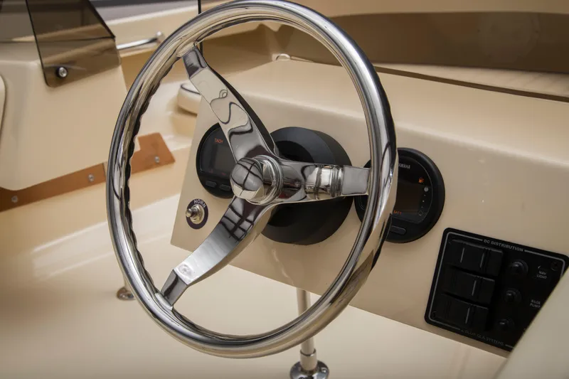 Slide: The Image of Rossiter 14 boat steering wheel, shiny chrome, 2026 model. - 4