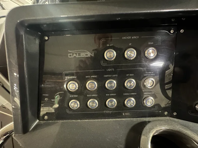 Slide: The Image of Control panel of 2024 Galeon 325 GTO with lighting and anchor controls. - 15