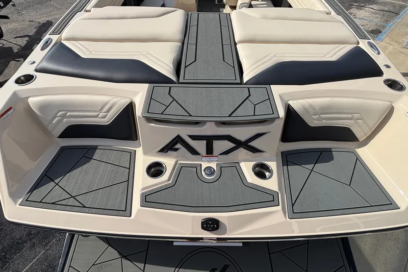 Slide: The Image of 2026 ATX Surf Boats 24 Type-S interior with sleek seating and modern design. - 11