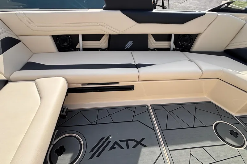 Slide: The Image of Interior seating of 2026 ATX Surf Boats 24 Type-S with stylish upholstery and flooring. - 20