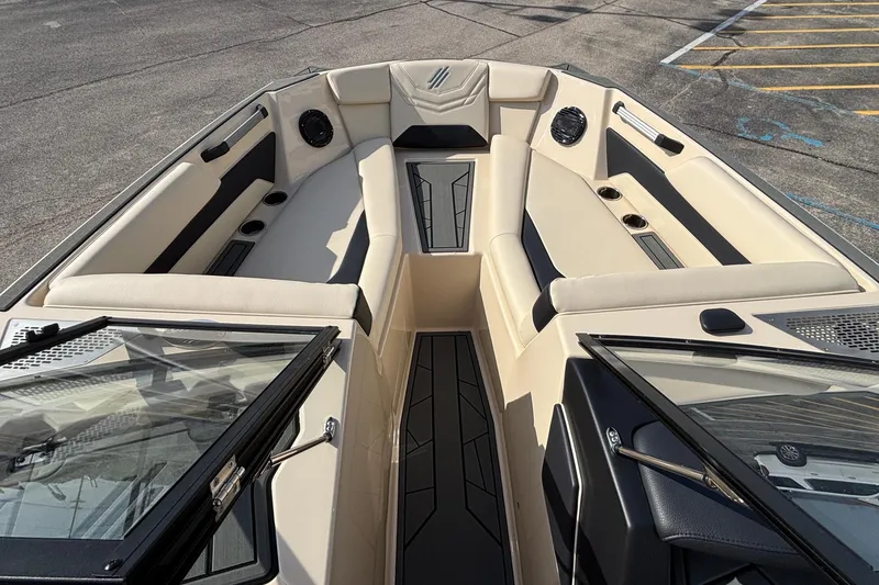 Slide: The Image of 2026 ATX Surf Boats 24 Type-S interior with beige seating and modern design. - 37