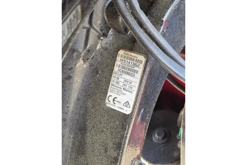 Slide: The Image of Close-up of a 2022 Tracker Bass Tracker Classic XL engine label. - 16