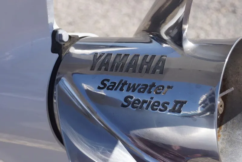 Slide: The Image of Close-up of Yamaha Saltwater Series II propeller on 2026 Skeeter SX241 boat. - 7