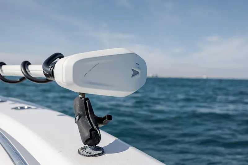 Slide: The Image of 2024 Contender 28 Tournament boat detail with ocean backdrop. - 14