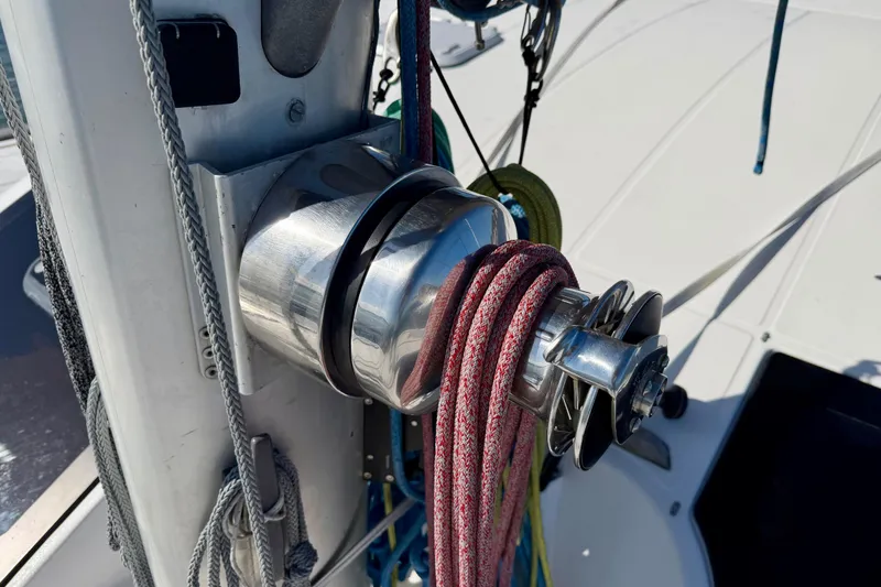 Slide: The Image of Winch with ropes on a 2009 Nautitech 47 catamaran deck. - 104