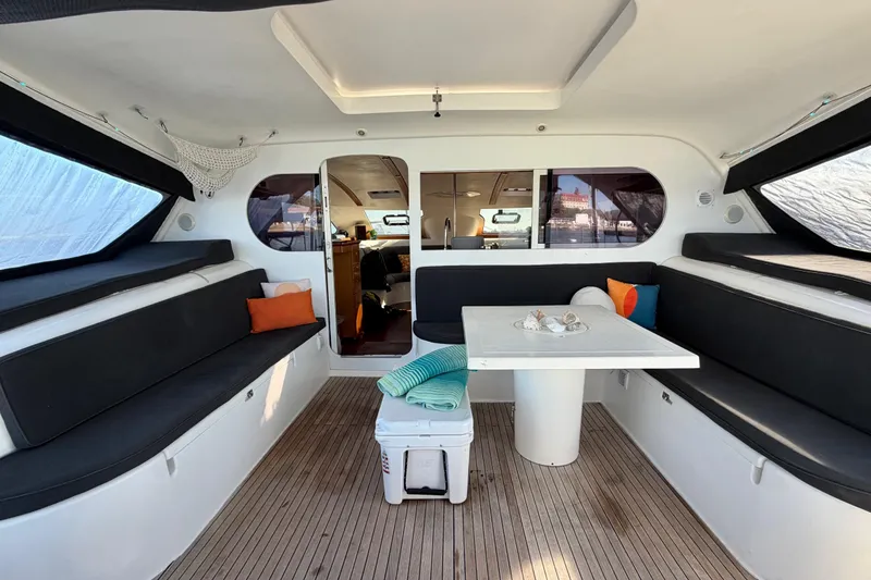 Slide: The Image of Spacious interior of 2009 Nautitech 47 catamaran with seating and table. - 36