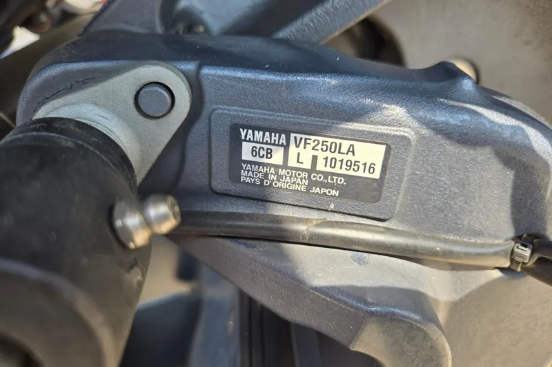 Slide: The Image of Yamaha VF250LA engine label on 2019 Skeeter ZX250 boat. - 20