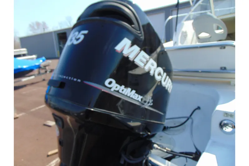 Slide: The Image of Mercury OptiMax outboard motor on 2009 Trophy 1902 Walkaround boat. - 6