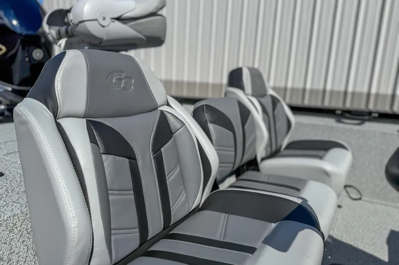 Slide: The Image of 2026 G3 Sportsman 1810 boat seats, featuring sleek gray and black design. - 7