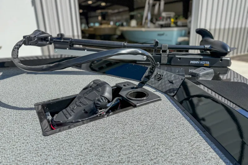 Slide: The Image of 2026 G3 Sportsman 1810 boat with Minn Kota trolling motor on deck. - 8