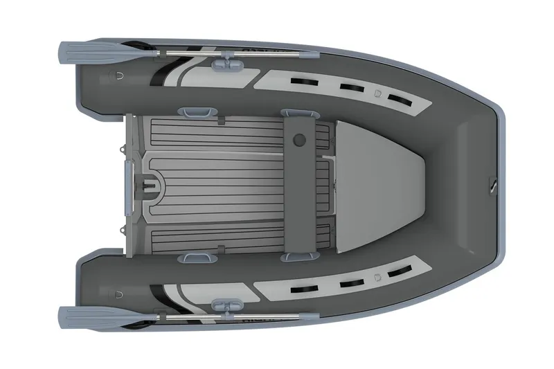 Slide: The Image of Manufacturer Provided Image: 2025 Highfield Classic 260 inflatable boat, top view, gray and black design. - 2