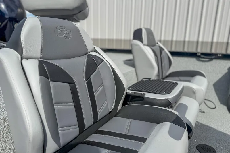 Slide: The Image of 2026 G3 Sportsman 1710 boat seats, featuring sleek gray and black design. - 7