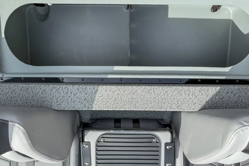 Slide: The Image of Interior view of 2026 G3 Sportsman 1710 boat, featuring seating and storage compartment. - 8