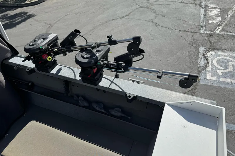 Slide: The Image of Fishing equipment mounted on a 2006 Alumaweld Stryker Sport 19 boat. - 12