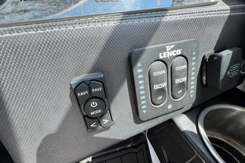 Slide: The Image of Control panel of a 2015 Monterey 268SS Super Sport boat with Lenco trim tabs. - 57