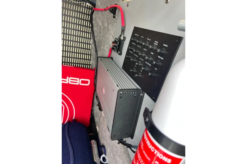 Slide: The Image of Control panel and equipment inside a 2015 Monterey 268SS Super Sport boat. - 72
