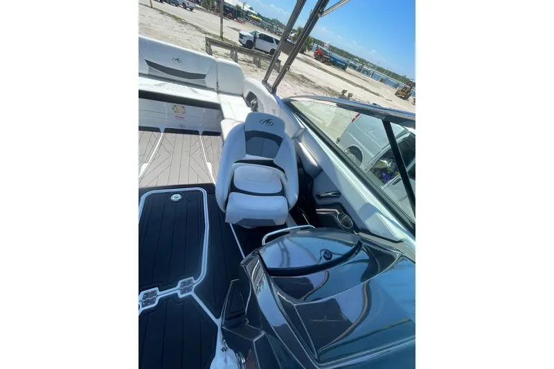 Slide: The Image of 2015 Monterey 268SS Super Sport boat interior with sleek seating and modern design. - 8