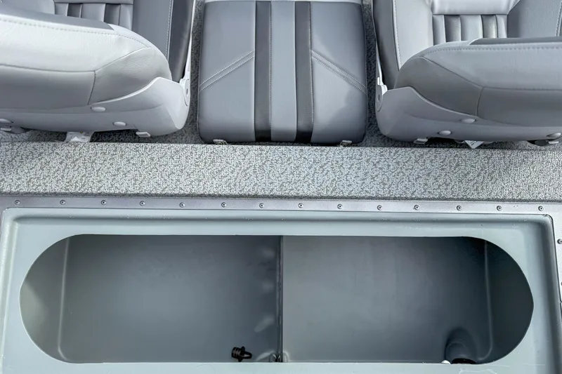 Slide: The Image of 2026 G3 Sportsman 1610 boat interior with seating and storage compartment. - 11