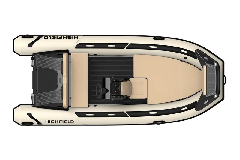 Slide: The Image of Manufacturer Provided Image: Top view of 2025 Highfield Sport 460 inflatable boat, beige and black design. - 4