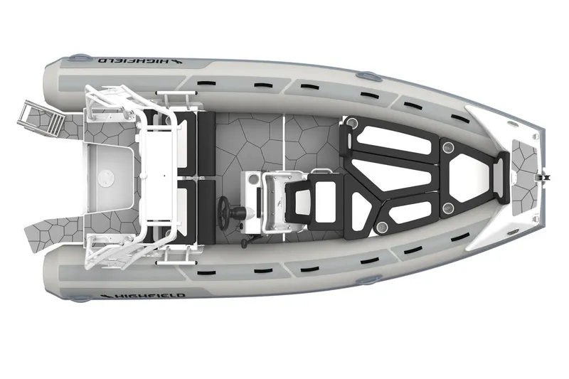 Slide: The Image of Manufacturer Provided Image: 2025 Highfield Sport 520 inflatable boat, top view, showcasing seating and deck layout. - 4