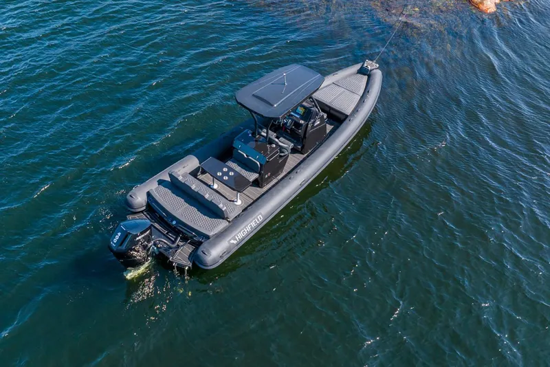 Slide: The Image of Manufacturer Provided Image: 2025 Highfield Sport 900 boat on water, aerial view. - 3