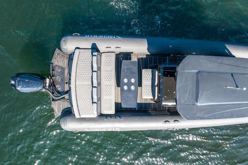 Slide: The Image of Manufacturer Provided Image: Aerial view of 2025 Highfield Sport 900 boat on water. - 4