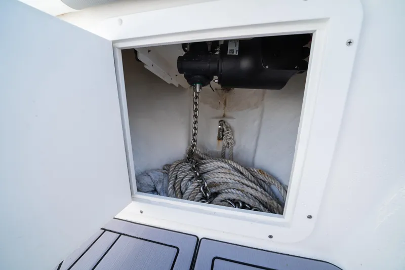 Slide: The Image of Anchor storage compartment on a 2020 Invincible 36 Open Fisherman boat. - 8