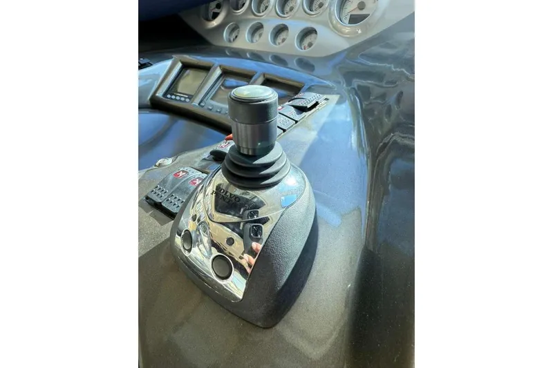 Slide: The Image of Control panel of 2009 Cranchi Mediterranee 43 yacht with joystick and gauges. - 11