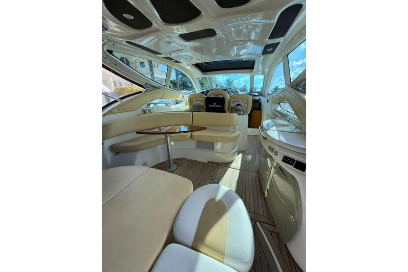 Slide: The Image of Luxurious interior of 2009 Cranchi Mediterranee 43 yacht with elegant seating and modern design. - 4