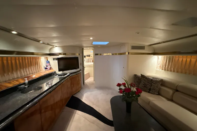 Slide: The Image of Luxurious interior of a 1999 Diaship 53 yacht with modern amenities. - 9