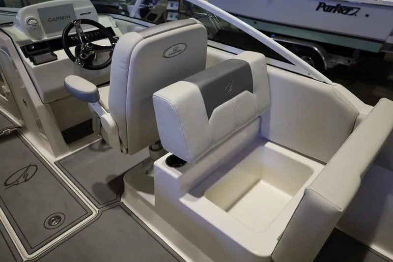 Slide: The Image of Interior of 2026 Sailfish 236 DC boat with Garmin navigation and comfortable seating. - 29
