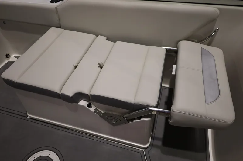 Slide: The Image of Adjustable seating on 2026 Sailfish 236 DC boat, featuring cushioned design and sleek metal frame. - 33