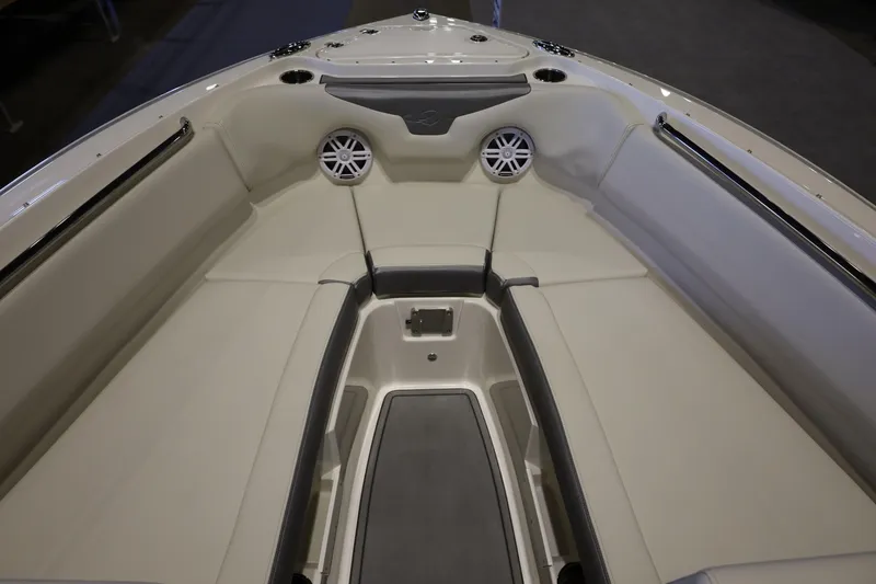 Slide: The Image of Interior view of 2026 Sailfish 236 DC boat, featuring spacious seating and modern design. - 7