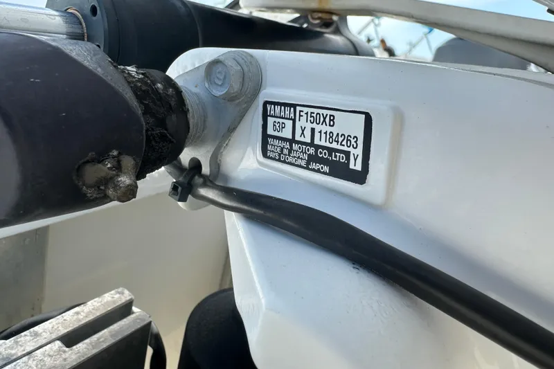 Slide: The Image of Close-up of Yamaha F150XB engine label on Intruder 23, 2018 model. - 17
